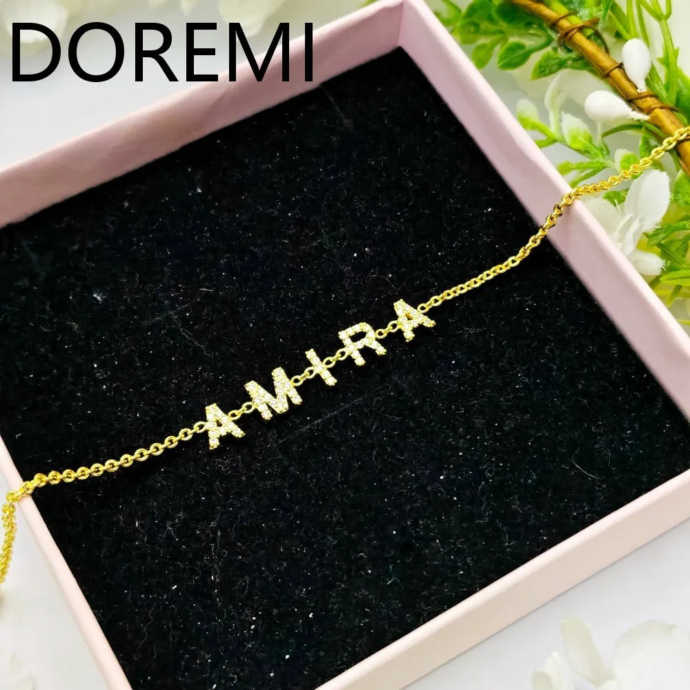 Bracelet Prénom Personnalisé — Lettres en Cristal