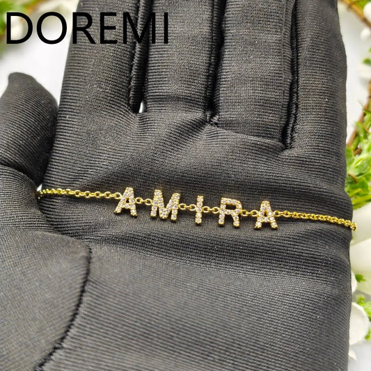 Bracelet Prénom Personnalisé — Lettres en Cristal