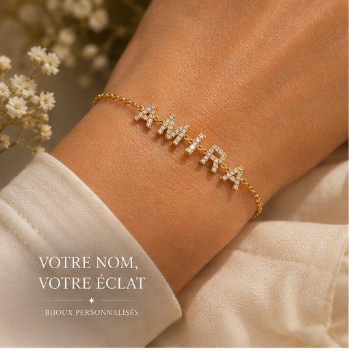 Bracelet Prénom Personnalisé — Lettres en Cristal